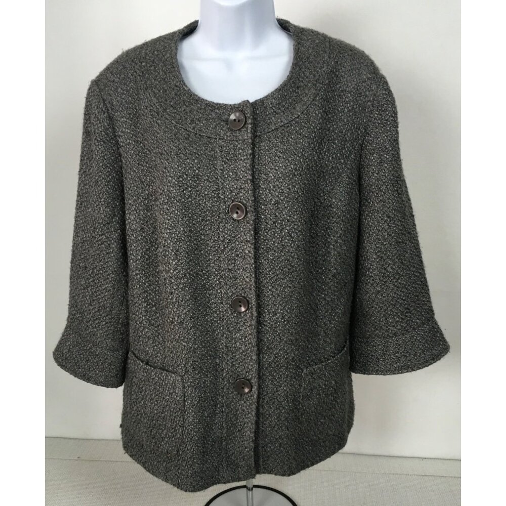 Coldwater Creek Women Coat Size W20 Gray Button Down Front Pockets Lined Jacket